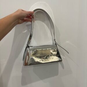 Zara Metallic Silver Shoulder handbag purse